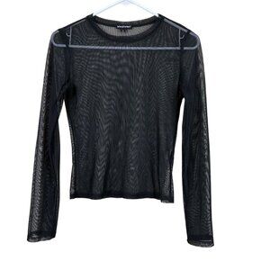 VTG Wearever Sheer Mesh Long Sleeve Top Black Medium 90s Grunge